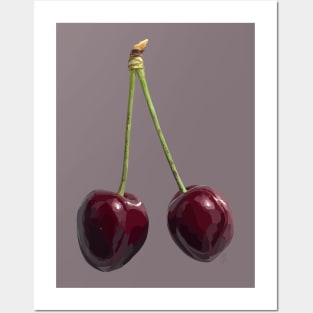 Cherries on dark background Posters and Art